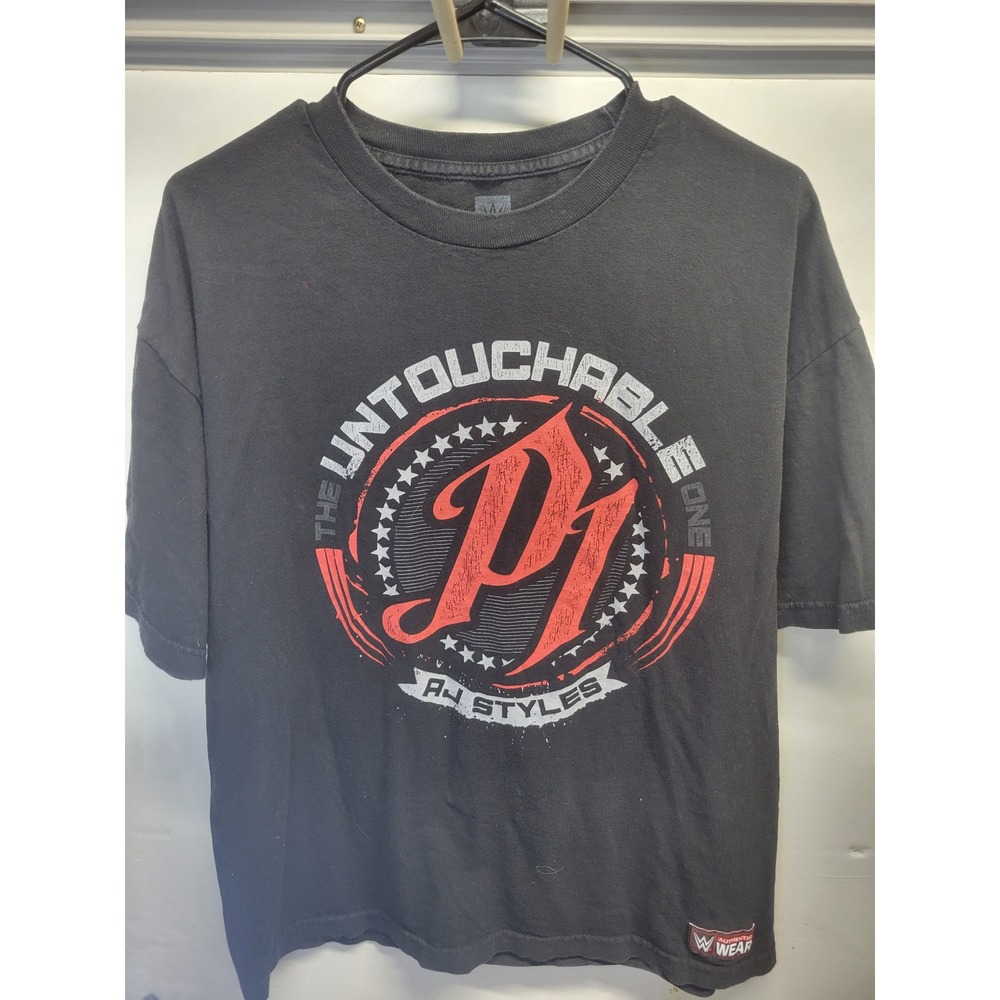 WWE Authentics  T‎ shirt mens size XL Black Untouchables AJ Styles Double Sided